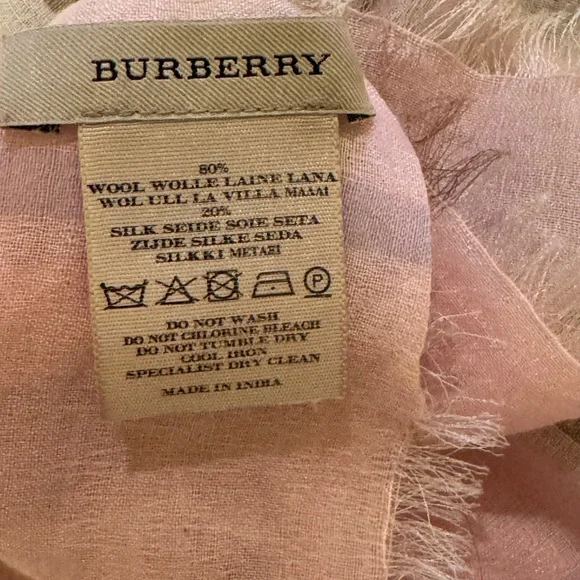 Burberry Pink and Brown Large Check Wool Scarf - Picture 2 of 3